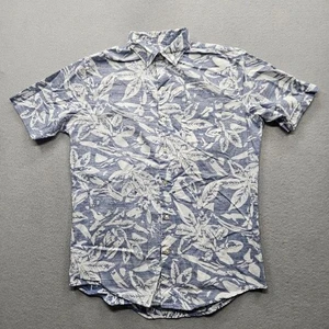 Van Heusen Herren Hemd klein blau weiß Blumenmuster Kurzarm Button Down - Bild 1 von 9