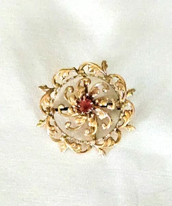 Hervorragende antike viktorianische 12k Gelbgold Rubin Brosche Anstecknadel - 2,43 Gramm - Bild 1 von 8