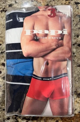 Paquete de 3 calzoncillos brasileños lisos y estampados Papi elegantes para hombre negros... Foto 1 de 3