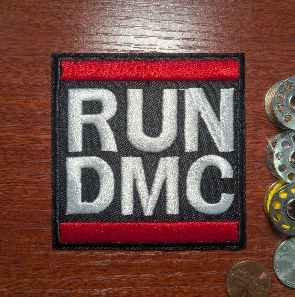 RUN DMC Patch Hip Hop Rap Iconic Old School Music Embroidered Iron On Patch 3x3 - Image 1 of 3
