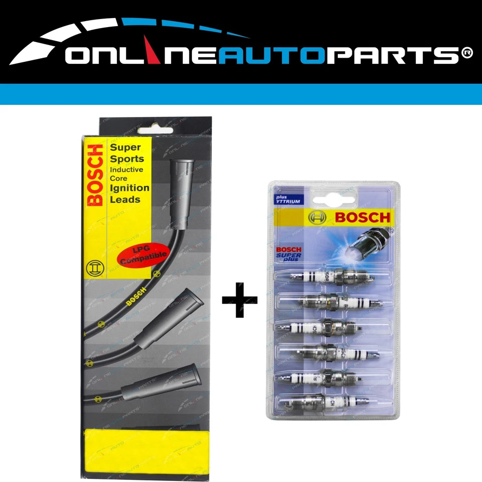 Bosch Spark Plugs + Ignition Leads Set for Magna TR TS Verada KR KS 6G72 91~96 - Image 1 of 1