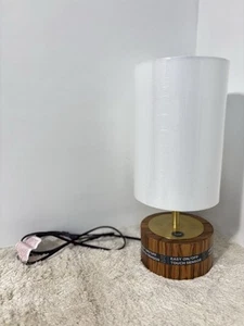 Better Homes & Gardens 16.25" Walnut and Brushed Brass Woodgrain Touch Lamp - Picture 1 of 7