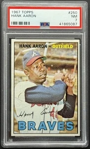 1967 Topps Hank Aaron Milwaukee Braves HOF PSA 7 NM #250 cc23 - Bild 1 von 6