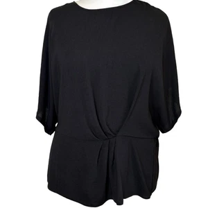 Women's Primark Size 20 Black Gathered Front Short Sleeve Blouse Top - Picture 1 of 5