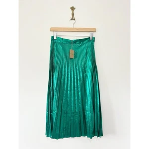 Falda Midi Metálica Boden Camilla Talla 12 Verde Regular Plisada Navidad PVP £150 - Imagen 1 de 10