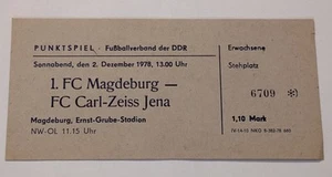 Genuine Ticket 1.FC Magdeburg FC Carl Zeiss Jena 02.12.1978 GDR Oberliga FCM FCC - Picture 1 of 2