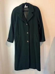 Vintage Stephanie Andrews Long 100% Wool Overcoat Green Womans 12 Classic - Picture 1 of 9