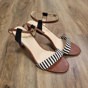 Seychelles Prime High Heels Pumps Sandals Strappy Leather Stripes Size 9.5  - Picture 1 of 10