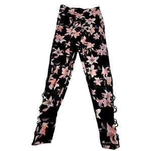 Pantalones de Yoga Victoria Secret Medianos Leggings Atléticos Negro Rosa Floral - Imagen 1 de 7