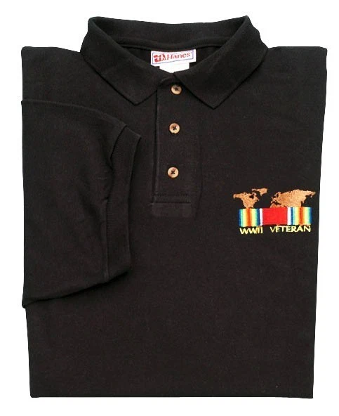 CAMISETAS POLO VETERANAS NEGRAS BORDADAS SEGUNDA GUERRA MUNDIAL Foto 1 de 1