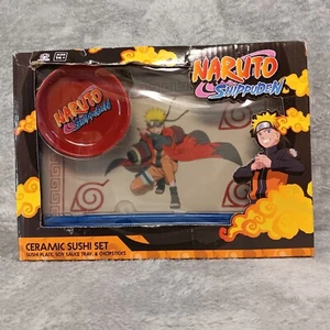 Naruto Shippuden Ceramic Sushi Set Plate Soy Sauce Bowl Chopsticks NIB - Picture 1 of 11