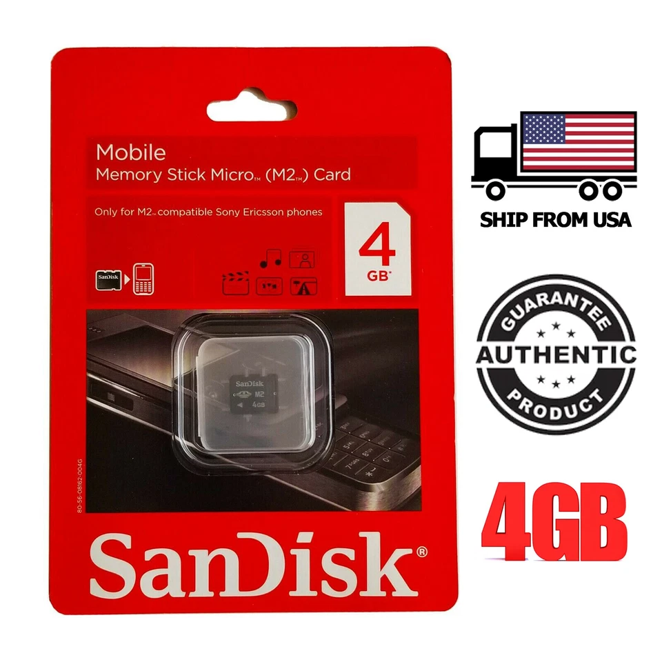 M2 Memory Card 4GB NEW SanDisk Genuine Micro Stick Compatible with PSP GO - Image 1 of 4