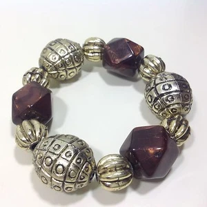 Omas Schmuck ~ Vintage klobiges dehnbares Perlenarmband 4 Zoll - Bild 1 von 2