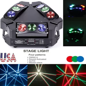 Spider Moving Head Light 9 LED Stage Lighting Beam DJ Projector RGB DMX512 Light - Picture 1 of 10