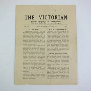 USS Kaiserin Auguste Victoria Shipboard Newspaper The Victorian WWI 14 July 1919 - Picture 1 of 12