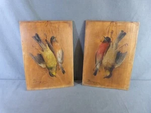 M.J. BOURGUIGNON (1877-1925), Pair of oil on panel, Still life with Birds, signe - Picture 1 of 13
