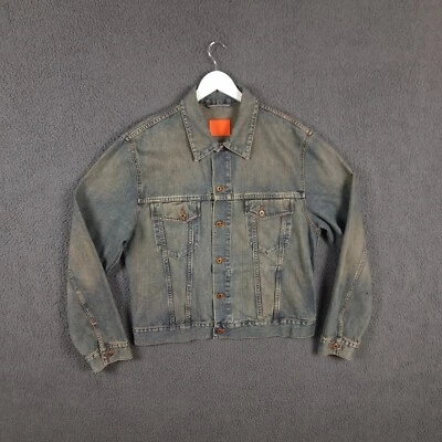 HUGO BOSS ORANGE Jacket Mens M Medium 48 / 38 Blue Trucker Distressed Denim Fade - Image 1 of 4