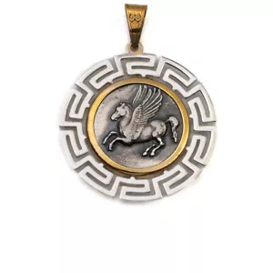 Ciondolo Pegaso oro argento sterling - Foto 1 di 4