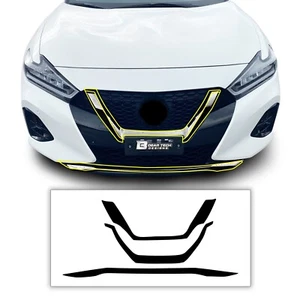 Fits Nissan Maxima 19-23 Front Grille Chrome Delete Cover Decal Blackout Trim - Picture 1 of 7