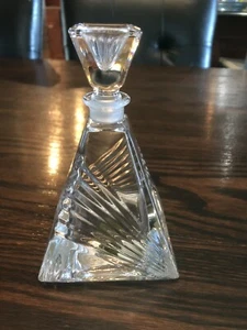 RCR ROYAL CRYSTAL ROCK ITALIA 5” PERFUME BOTTLE W STOPPER Triangle Shaped - Picture 1 of 5