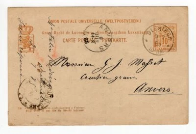 LUXEMBOURG TO BELGIUM, POSTAL STATIONERY, DIEKIRCH CANCEL, VF - Image 1 of 2