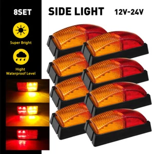 8PCS Red Amber LED Clearance Lights Side Marker Lamp Trailer Truck Lorry ip67 - Picture 1 of 14