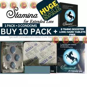 Stamina Condoms Extended Pleasure Extra Time Long Last Sex Delay 10 PACK- PACK - Picture 1 of 5