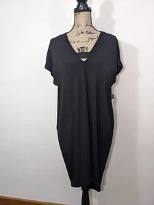 NUEVO CON ETIQUETAS $89 Vestido Rachel Roy Manga Corta Cambio Cuello Alto Bajo Negro Talla XS - Imagen 1 de 13