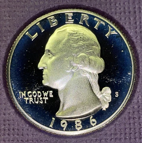 1986 S Proof Washington Quarter From Proof Set With Free Shipping Cover