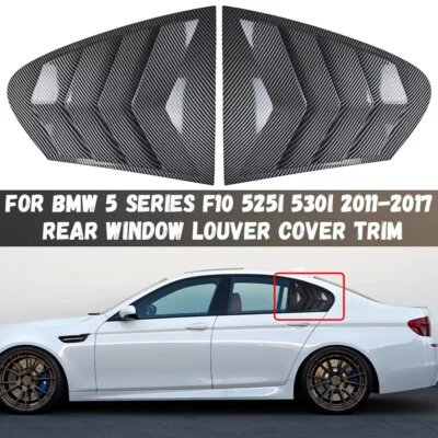 Cubiertas de persiana de ventana trasera con aspecto de fibra de carbono 2 piezas para BMW F10 525i 530i 2011-2017 Foto 1 de 4