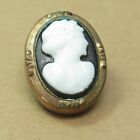 Antique Cameo Ladies Head Bust Black Background Gold Filled Pin C&C 5/8