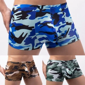 Sexy Low Rise Men's For Boxer Briefs Camo Pattern Underwear Pouch Shorts Hot - Picture 1 of 17