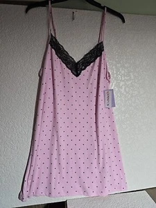 JOYSPUN CHEMISE PINK BLACK LACE TRIM ADJUSTABLE STRAP LITE WEIGHT SZ S 4-6 - Picture 1 of 7