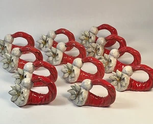Serviettenringe Weihnachten Nikolausmütze 12er Set Weihnachtsstern Handarbeit Art Deco �� - Bild 1 von 10