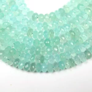 Aqua Chalcedony Gemstone Beads 8 Inch Strand 8-9 MM Faceted Rondelle Shape Beads - Picture 1 of 6