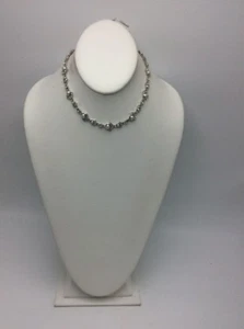 $78 Givenchy silver tone crystal & Imitation pearl  choker necklace 749 GN - Picture 1 of 3