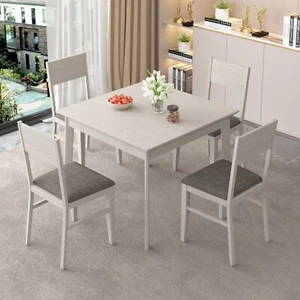 Set of 7 Solid Wood Dining Set Kitchen Table Set Dining Room Table with Drawer - Picture 1 of 13