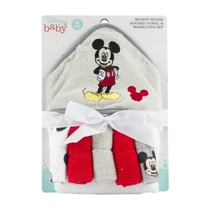 Cudlie Accessories Disney Baby MICKEY MOUSE Hooded Towel & 5 Washcloth - Picture 1 of 1