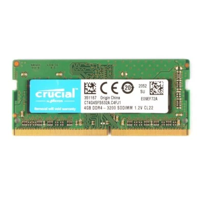 New Crucial 4GB DDR4 3200MHz PC4-25600 Laptop SODIMM Memory Ram CT4G4SFS632A - Image 1 of 3