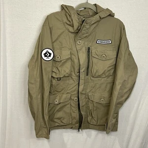 Converse Military Jacket Men's Small Khaki Canvas Long Sleeve Utility Patch - Picture 1 of 7