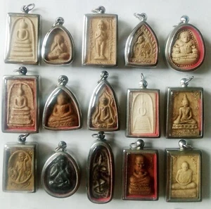 15 THAI BUDDHIST Buddha Buddhism Clay AMULET Jewelry Charms Pendants - Picture 1 of 2
