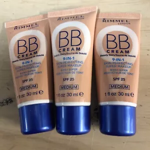 Rimmel 9 in 1 BB Cream Skin Perfecting Super Makeup 30ml MEDIUM SPF25 X3 - Picture 1 of 3