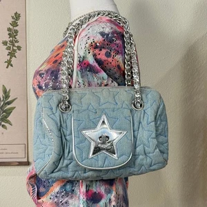 Vintage Y2k Star Embroidered Denim Bag Trashy McBling Punk Rockstar Girlfriend - Bild 1 von 11
