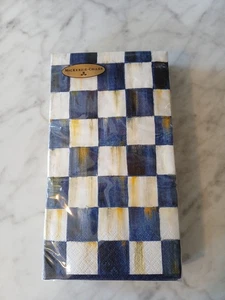 New MacKenzie Childs Royal Check Paper Guests Napkins 4.5”x8". 20x 3-ply. Luxury - Picture 1 of 2