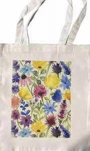 Tote Bag Canvas Floral Print 14x16 - Picture 1 of 5