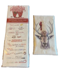 mary lake thompson flour sack towels set of 2 new in package recipe, deer, bird - Picture 1 of 8