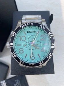 Nixon 51-30 Chrono - Silver/Turquoise A1389-2084-00 Chronograph Men's Watch - Picture 1 of 5