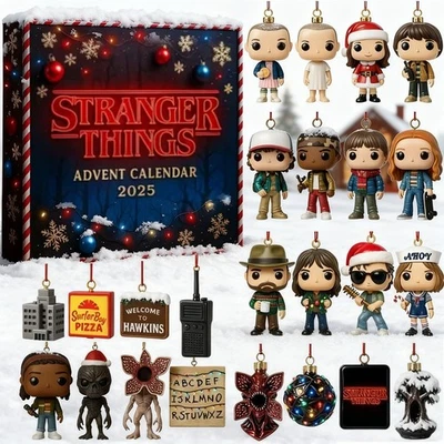 2025 Christmas Advent Calendar 24 Days Countdown Stranger Things Ornaments Gift