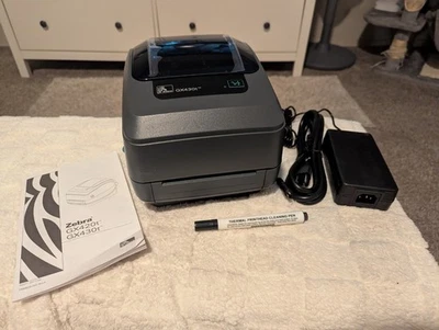 Zebra GX430T Thermal Label Printer w/  A/C Adapter Model GX43-102410-000 - Image 1 of 4