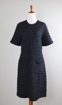 Vestido de tweed KATE SPADE Nova York $449 azul marinho parisiense texturizado tamanho médio - Imagem 1 de 4